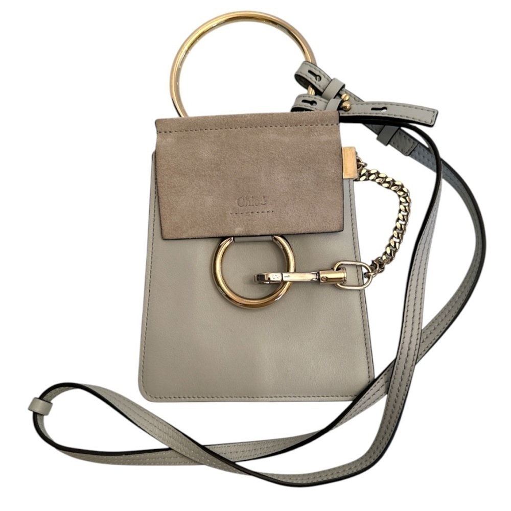 ChloΓ© Faye Small Bracelet Crossbody Gray Leather Bag
